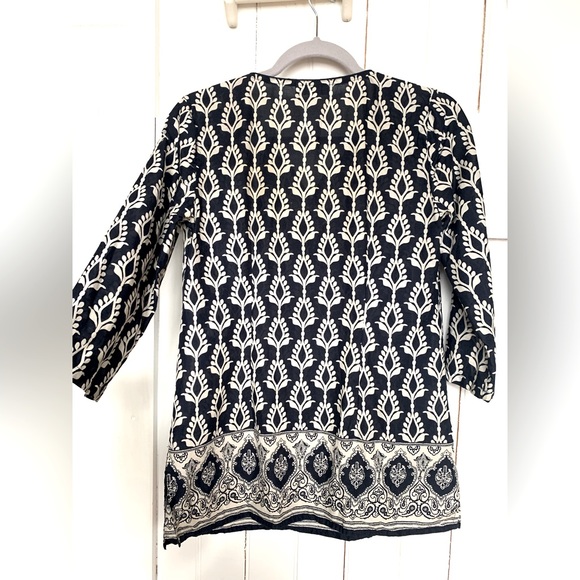 Charter Club Tunic Navy and Cream size petite large - Picture 3 of 9